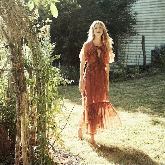 Doen Antoinette Maxi Dress Tamarillo Paisley Boho - Picture 4 of 5